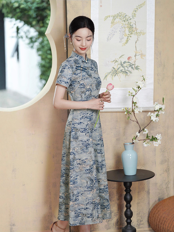 妈妈修身旗袍年轻款新款气质中国风女装民国复古改良优雅旗袍淑女|undefined