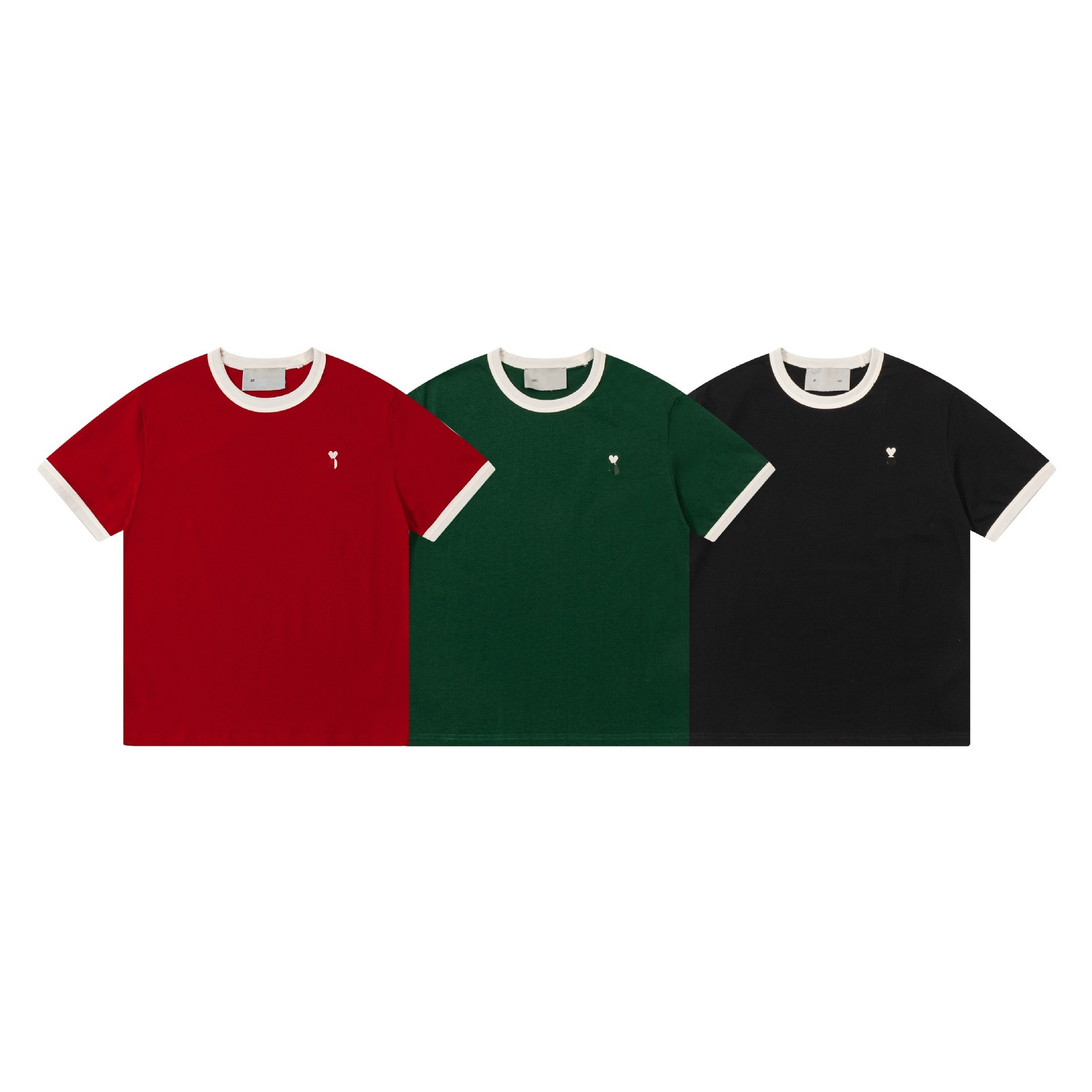 Ürək naxışlı rəng bloklu qadın qısaqol T-shirt