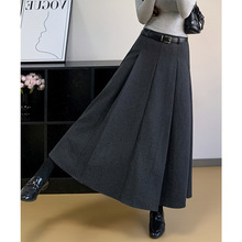 灰色西装半身裙女春夏秋季2025新款高腰显瘦a字中长款气质百褶裙