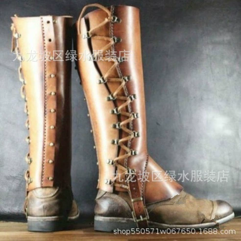 2021 Средневековые ренессансные Самурайские кожаные леггинсы на шнуровке, бахилы, сценический спектакль, реквизит для фотосъемки COS