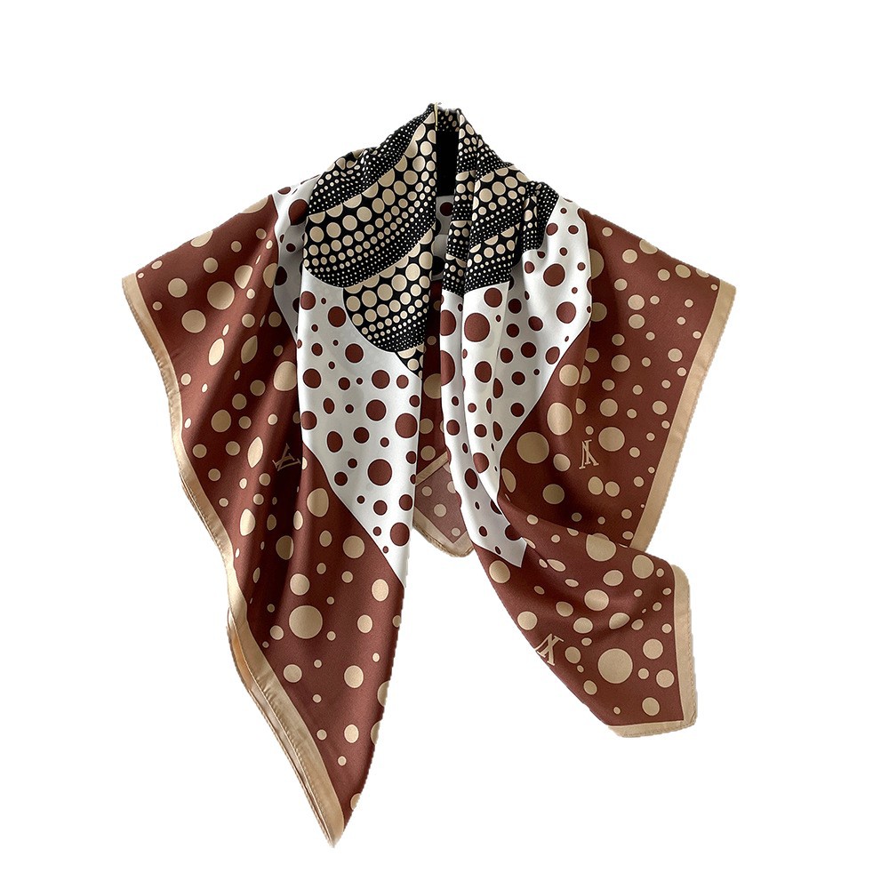 Leichter, luxuriöser quadratischer Schal aus Twill mit gepunktetem Kürbismuster – vielseitig, dünn, schlicht und elegant für Damen, neu für Frühling und Sommer_voghion.com