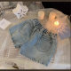 New Summer Korean Style Versatile Fashion Girls' Shorts with Heart Pockets Korean Casual Trendy Denim Shorts