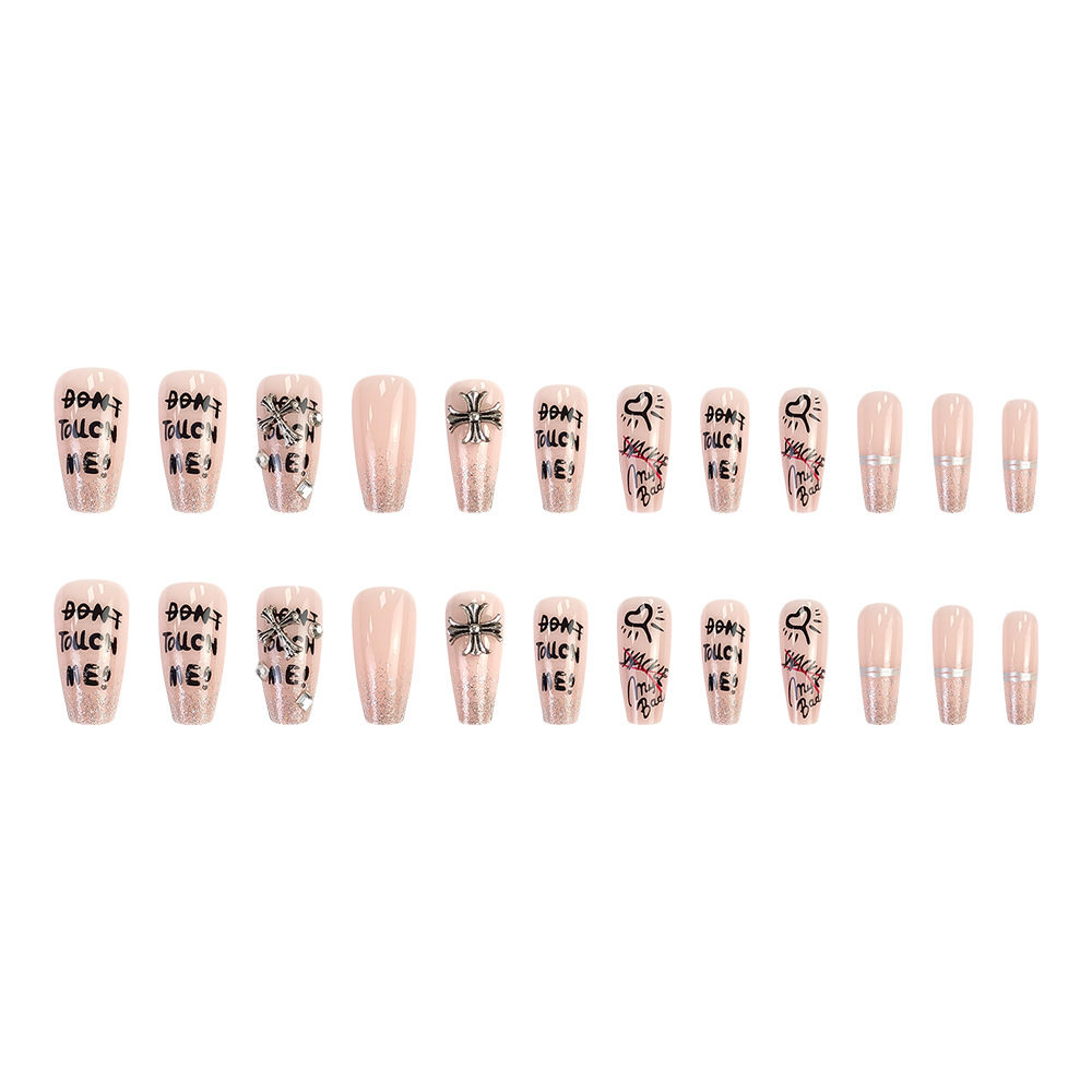 Transfronterizo dulce y cool graffiti plata manicure moda personalidad Crohe corazón usar uñas de moda caliente parche de uñas