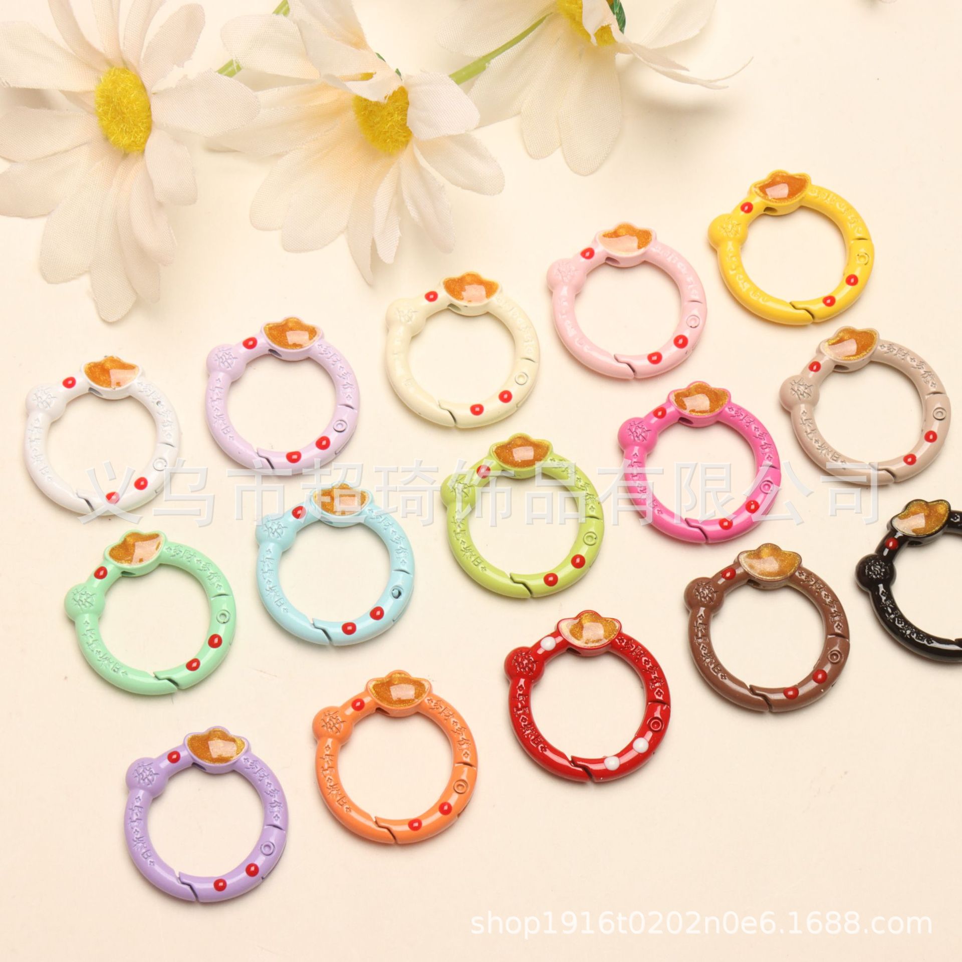 Painted Colorful Spring Buckle Round Open Ring Ingot Spring Ring...