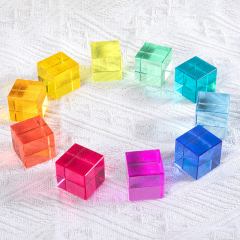 Bloques de construcción de arco iris cuadrados de acrílico, juguetes educativos de jardín de infantes, piedras preciosas de alta transmisión de luz, bloques de construcción de luces y sombras transfronterizos