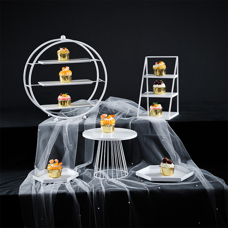 Decoración de mesa de postre comida fría descanso de té decoración de la Mesa bandeja de la Mesa soporte de exhibición jaula de pájaros de hierro té de la tarde Merienda soporte de la torta