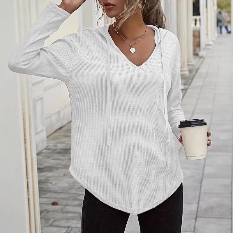 2025 European and American New Cross-Border Women's Fashion Elegant V-Neck Hoodie - Soft Long-Sleeve Drawstring Hoodie Sweatshirt for Women 2025 European and American New Cross-Border Women's Fashion Elegant V-Neck Hoodie - Soft Long-Sleeve Drawstring Hoodie Sweatshirt for Women