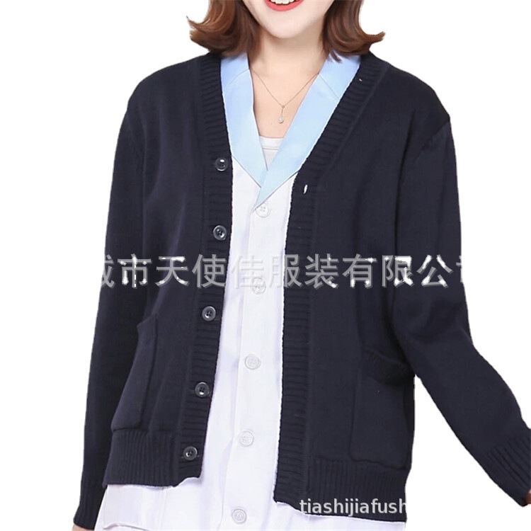 New Medical Nurse Sweater Medical Clothes Medical College Nurse Cardigan Knitwear Dark Blue Thickened Nursing Work Clothes