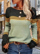 N 65241 Striped Color Block Knit Sweater ƴɫ����ë�� ��