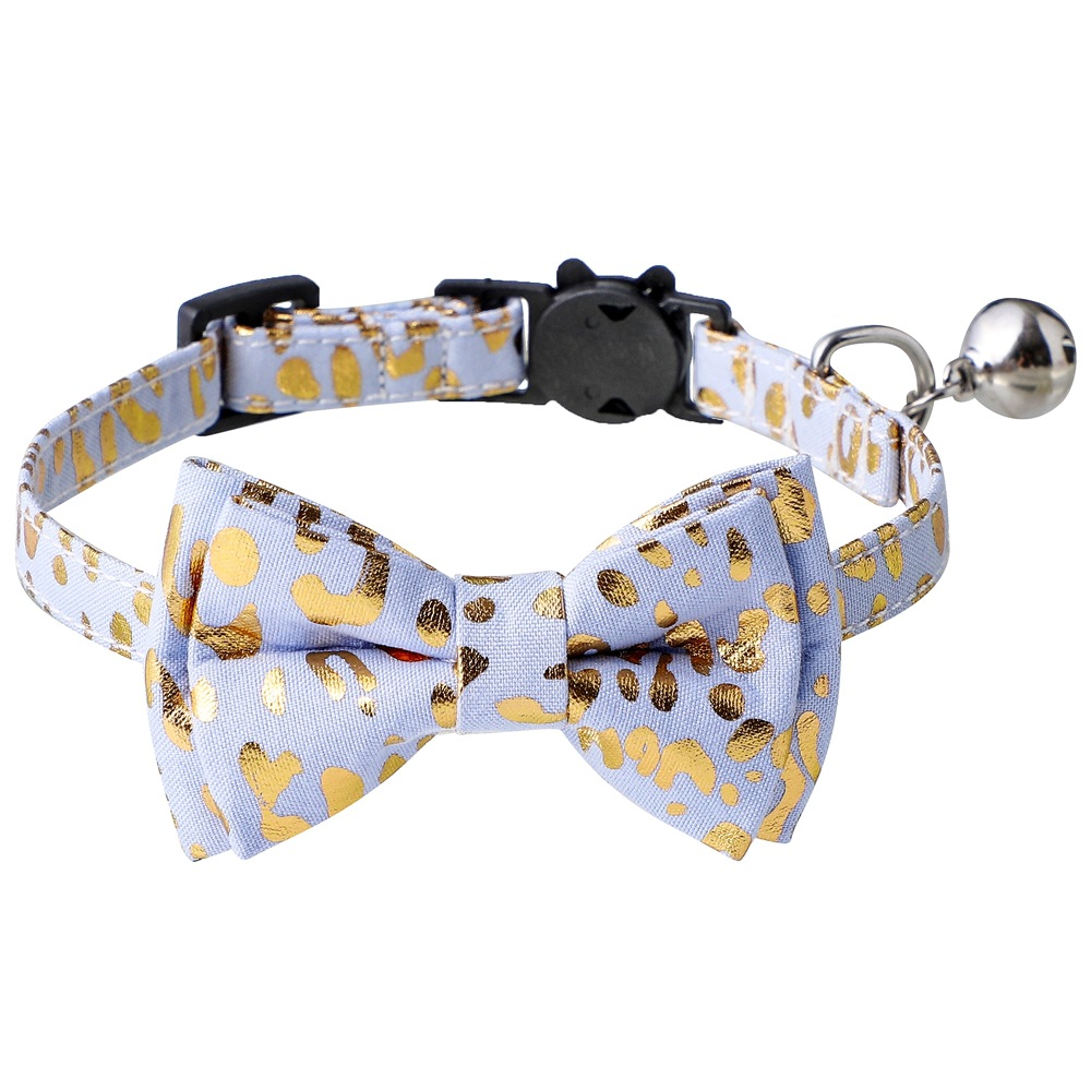 Nuevo estampado transfronterizo estampado leopardo punto arco de doble capa desmontable collar de seguridad para mascotas