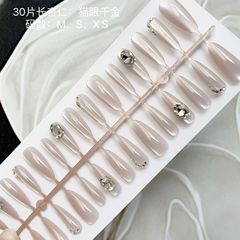 穿戴甲片批發純欲高級感水鑽貓眼千金貴氣美甲貼片可拆卸假指甲片