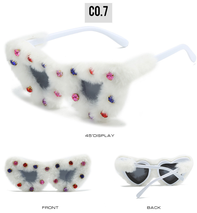 2022 summer new plush sunglasses European and American style love gradient pink glasses funny heart sunglasses_voghion.com