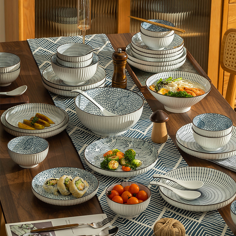 Langchao Japanese-style bowl and dish set, household bowl and plate set, modern minimalist new home move-in ceramic tableware