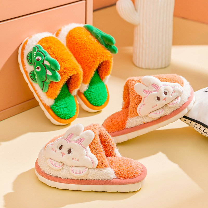 Niños nuevo piso zapatillas de invierno niñas niños medianos y grandes niños lindo bebé interior hogar grueso Fondo Zapatillas de algodón