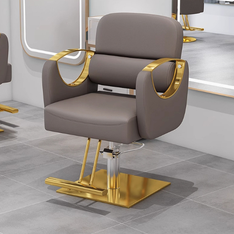 Silla de barbero giratoria ajustable simple, silla de salón de belleza, silla de peluquería, silla de corte de pelo de acero inoxidable, silla de peluquería ajustable.