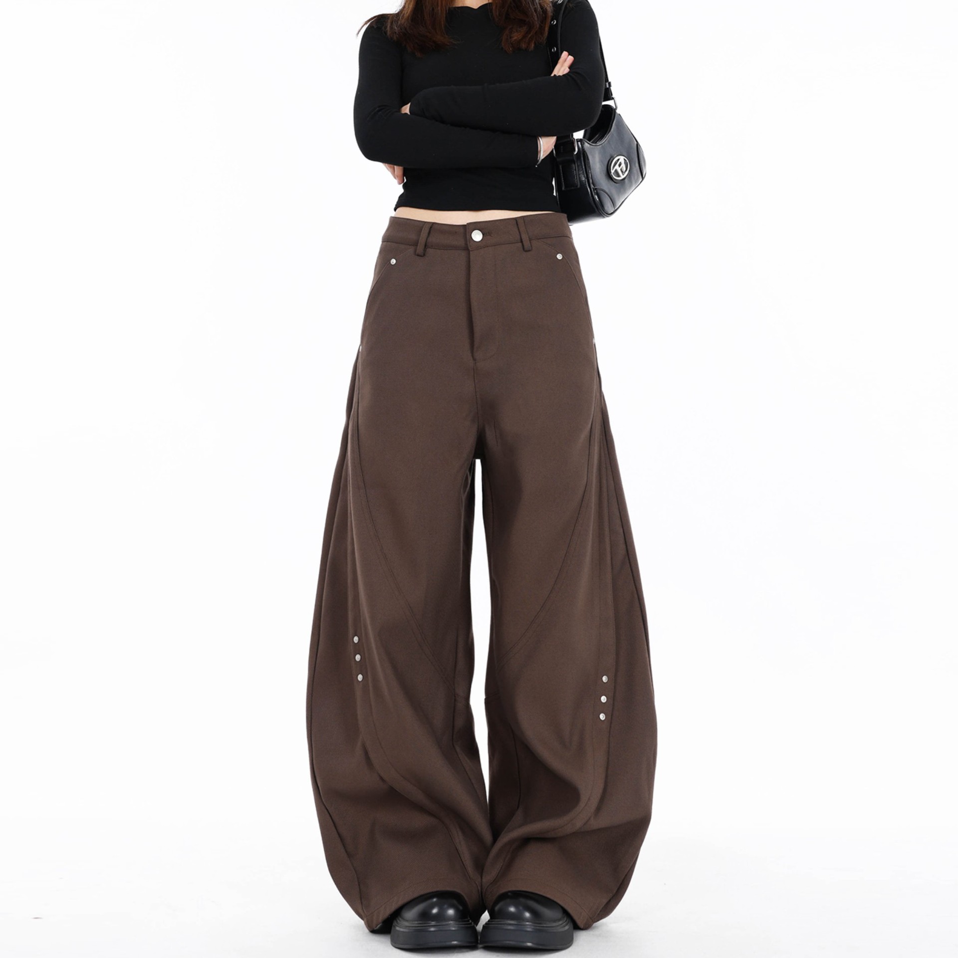 아메리칸 스타일 레트로 마체 테 세트 바지 틈새 디자인 하이 엔드 센스 디프 센스 남성 및 여성 루즈 클렌핏 와이드 레그 캐주얼