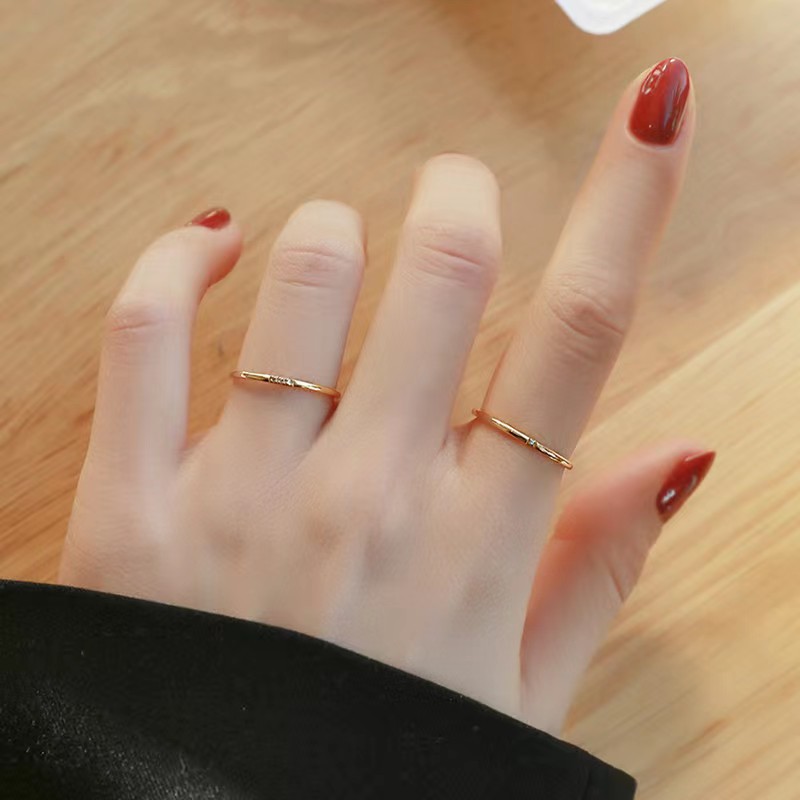 Casual Solid Color Titanium Steel Inlay Rhinestones Rings 1 Piece