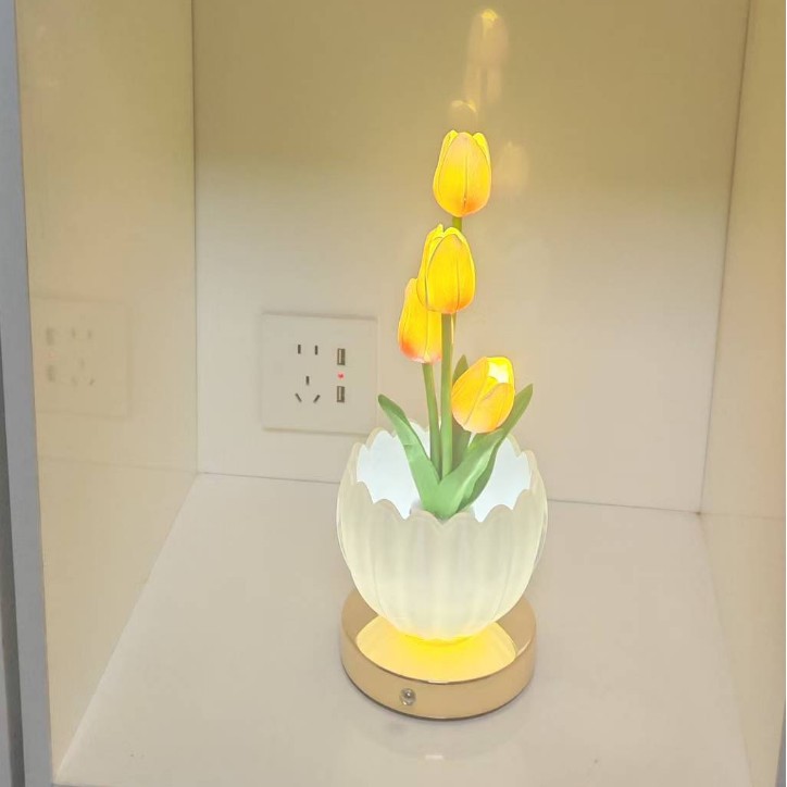 Nuevo tulipán lámpara de noche simulado ramo de flores lámpara de escritorio decoración dormitorio cabecera de la cama atmósfera lámpara fantasía planeta luz