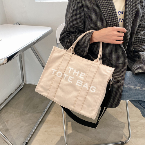Women's bag new Korean style simple fashion crossbody bag literary letter printed tote bag canvas shoulder bag for women