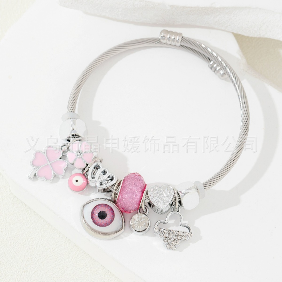 Brazalete Pan Jia, brazalete de explosión transfronteriza, diamante de diamante, ojo del demonio, mano de Dios, joyas de moda de amor de cuatro hojas image 4