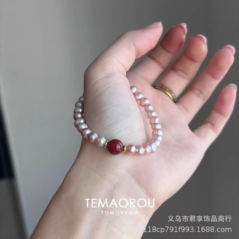新中式宫廷极光淡水珍珠手链女款轻奢高级感串珠转运珠手饰温柔|undefined