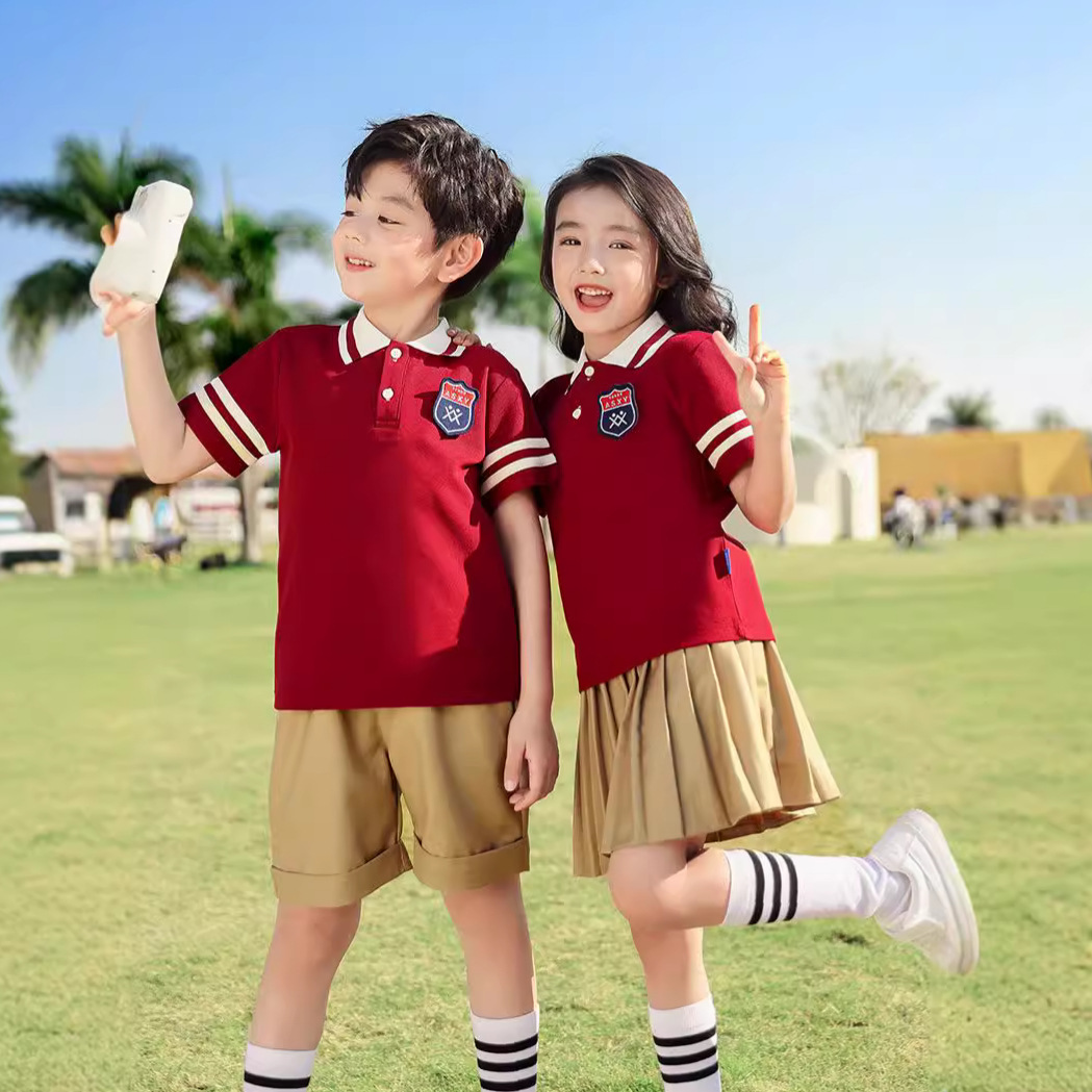 英伦风小学生校服夏季短袖两件套班服套装学院风幼儿园园服毕业服