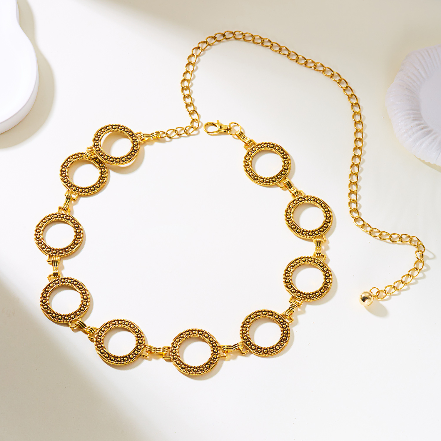 Vintage tailleketting met holle cirkels voor dames_voghion.com