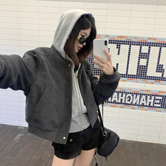 复古风短款夹克外套女大码胖mm春秋高级感百搭休闲棒球服ins上衣