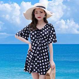 泳衣女遮肚宽松温泉分体胖平角裤大码游泳装中老年保守显瘦妈妈