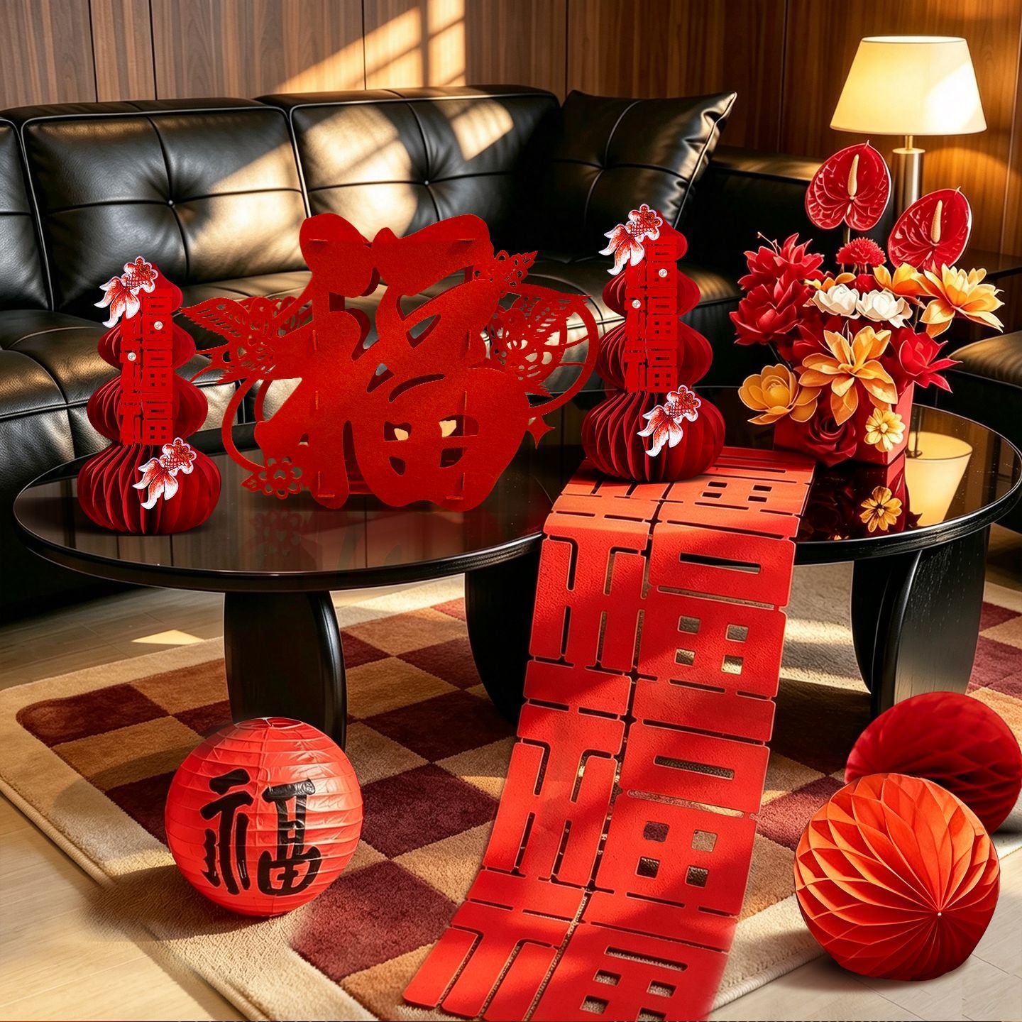 3D Fortune Character Ornament New Year Decoration Atmosphere Arrangement for Spring Festival, New Year's Day, Entryway, Living Room Decoration 2026