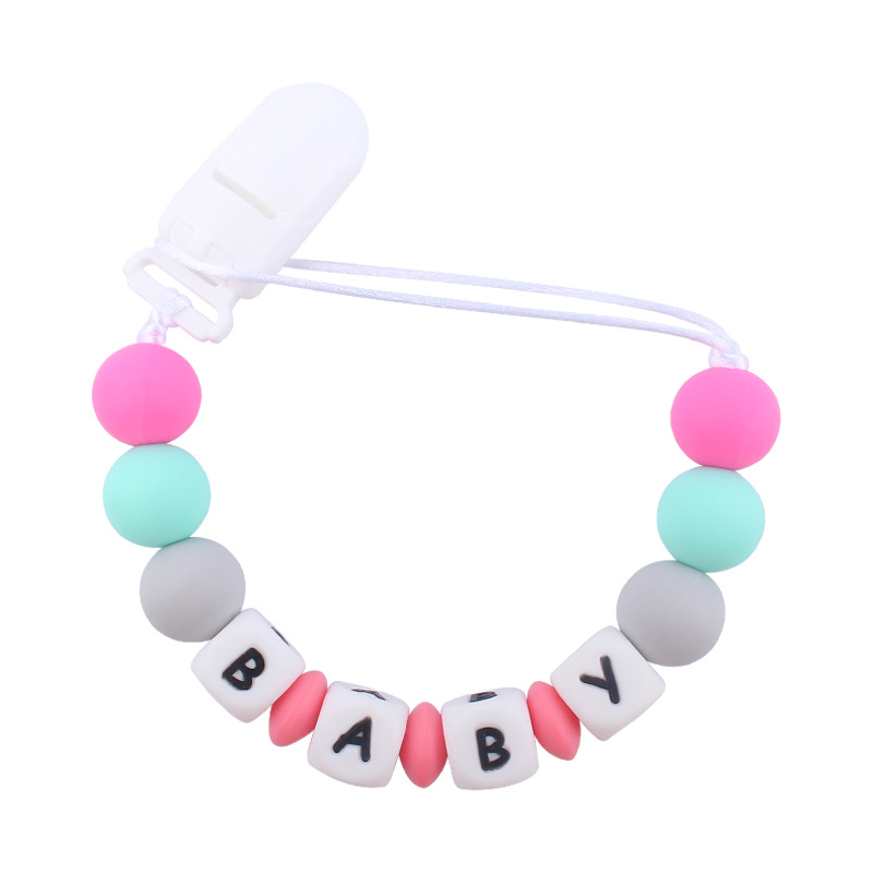 Bebé suministros pacificar bebé cuentas de silicona pezón cadena creativa DIY bebé silicona nombre anti-gota cadena nuevo