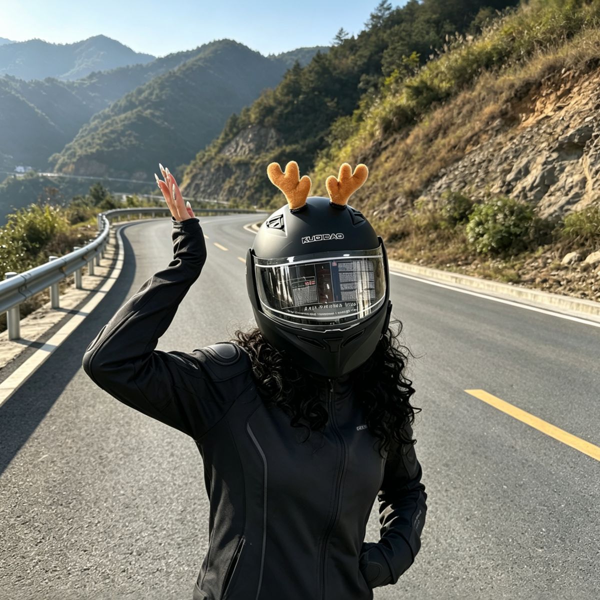 Christmas Reindeer Antler Delivery Rider Helmet Decoration Cute Motorcycle Personalized Decoration with Detachable Cat Ears