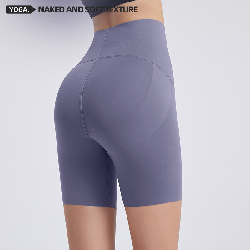 Primavera y verano nuevos pantalones cortos de piel de tiburón de cintura alta para mujer Levantamiento de cadera adelgazante fitness quinto pantalones apretados vientre contracción deportes pantalones de equitación