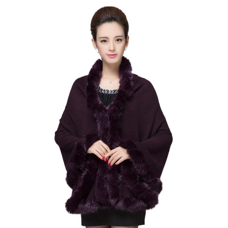 Ullsjal Dammode Stickad kofta cape plus size kappa_voghion.com