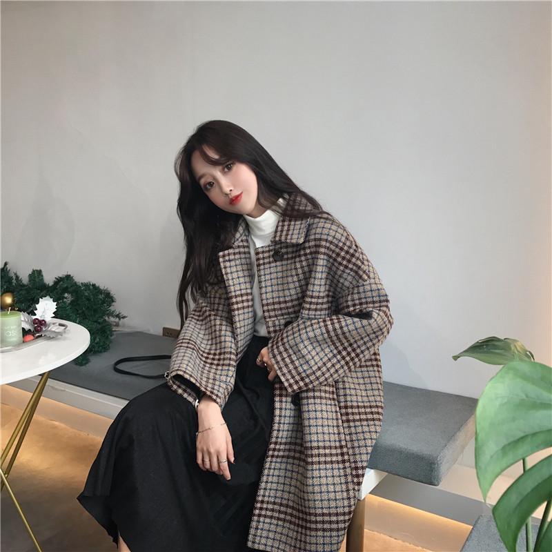 Plaid Woolen Coat Image 4