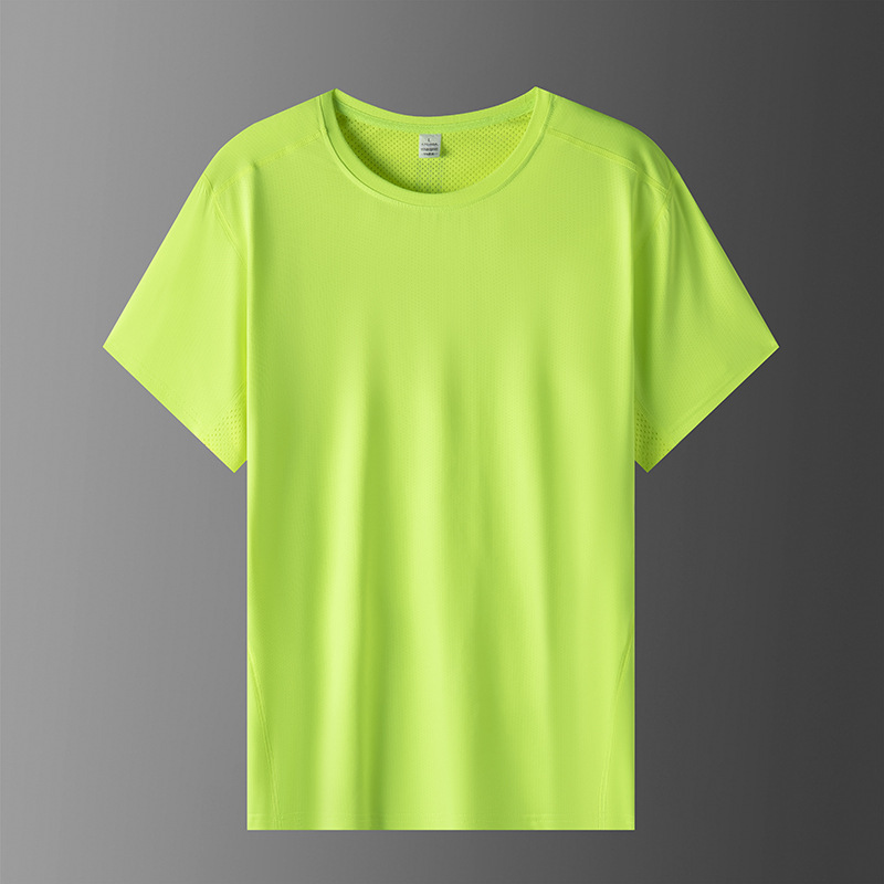 Verano seda de hielo secado rápido camiseta de manga corta hombre nuevo estilo de carrera al aire libre fitness outerwear camiseta de carrera de moda tamaño grande