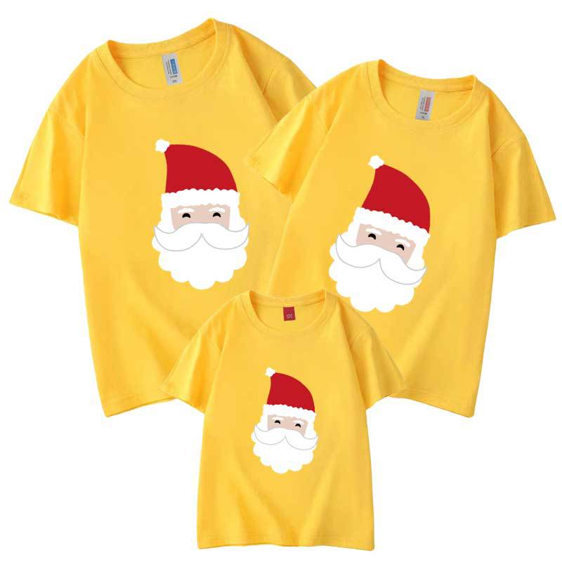 Verano barba blanca Santa Claus ciervo autoproducido y vendido refinado algodón padre-niño ropa de venta rápida niños de manga corta cuello redondo camiseta al por mayor