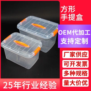 厨房杂物收纳盒衣服家用整理透明收纳盒带盖手提塑料收纳盒批发