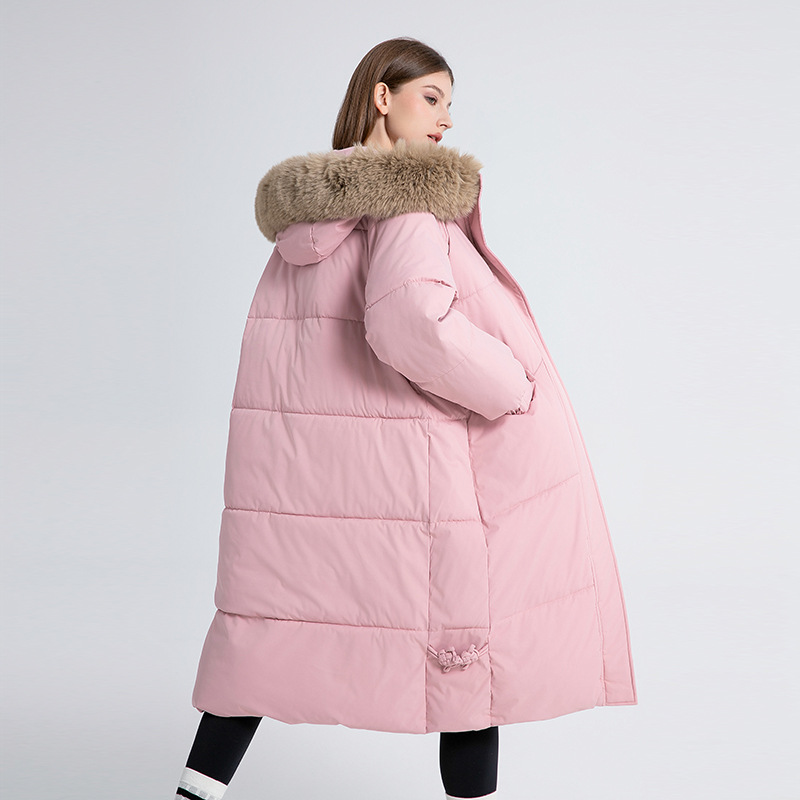 Parka oversized de damă cu glugă din blană artificială și șnur_voghion.com