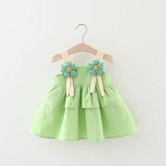 Girls' spaghetti strap summer new 1234 years old baby cotton cute little dress infant stylish princess dress