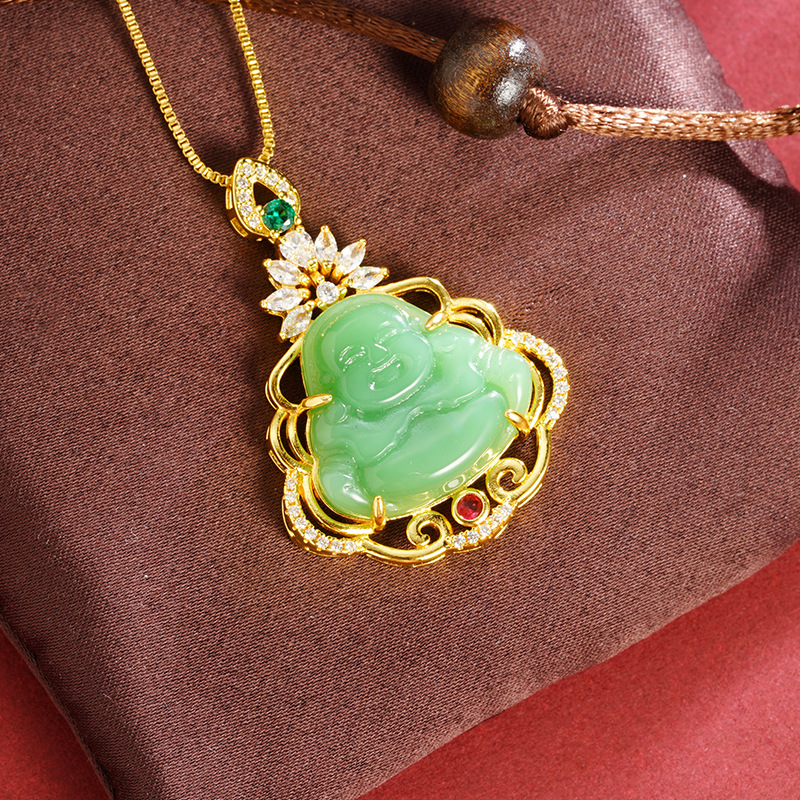 Nuevos productos de Vietnam Sha Jin Maitreya como medula de jade estilo chino colgante retro no se desvanece durante mucho tiempo suministro directo de fabricantes