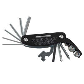 自行车维修工具组合工具16合一螺丝刀套装多功能折叠修车补胎扳手