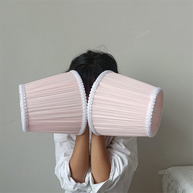 Cruz-frontera Rosa princesa seda arruga tela hecha a mano pantalla redonda anti-piercing ojo shading lámpara de mesa lámpara de pared Accesorios