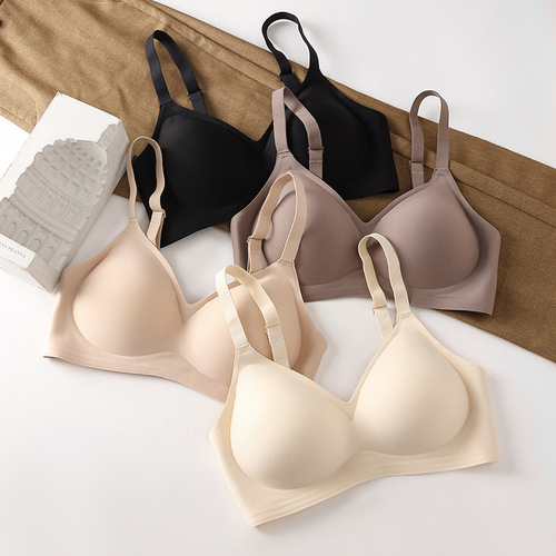 External-expanding manga-style seamless breast support bra for small busts, push-up and large bust enhancement, non-fixed cup bra