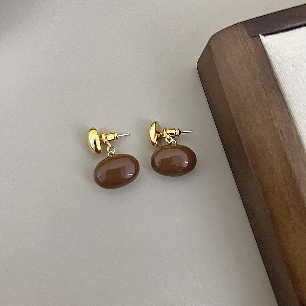 Copper Material 18K Gold Plated Plating 1 Pair Classic Style Oval Plating Copper 18k Gold Plated Drop Earrings