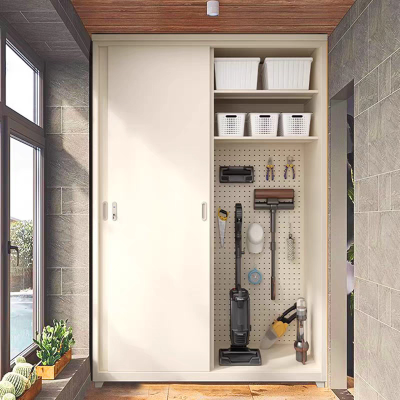 Thickened Steel Balcony Storage Cabinet Waterproof Sun Protection Storage Cabinet Outdoor Sundries Mop Cabinet Sliding Door Thickened Steel Balcony Storage Cabinet Waterproof Sun Protection Storage Cabinet Outdoor Sundries Mop Cabinet Sliding Door