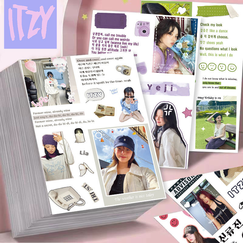 8张itzy韩系爱豆创意新款切膜贴纸DIY手账本桌面笔记本手机壳贴画|undefined