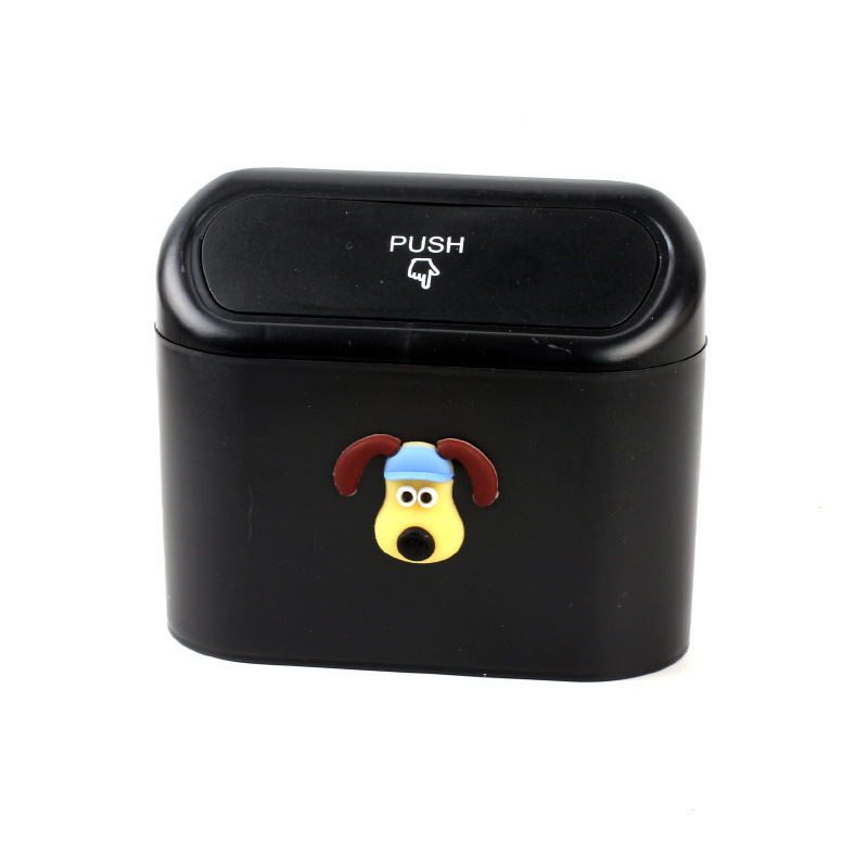 Productos para automóviles lindo perro jefe de basura de automóvil puerta lateral caja de almacenamiento piloto perro dibujos animados caja de cáscara mujer