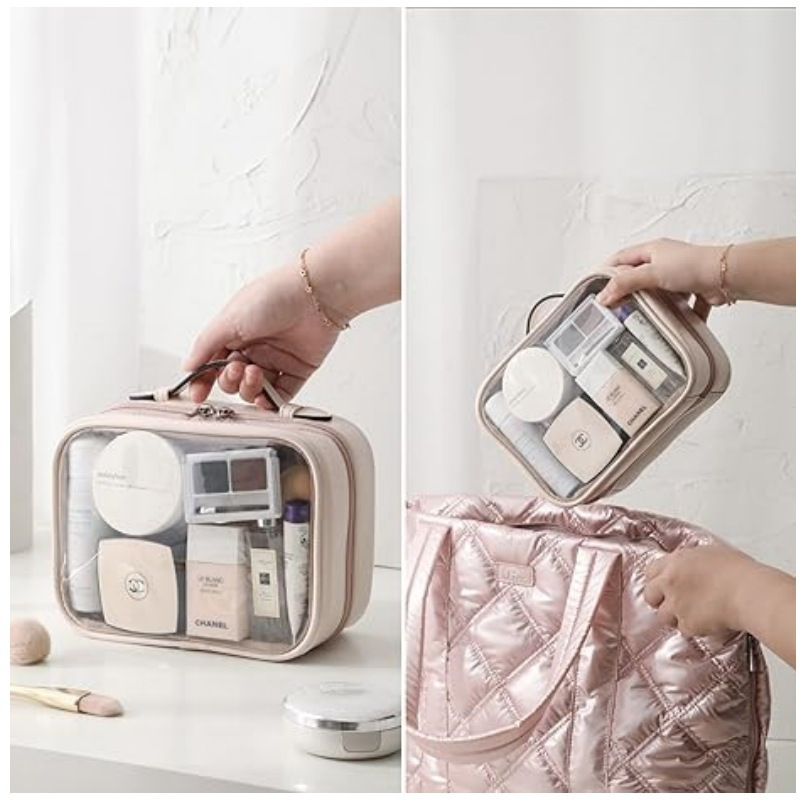 Bolsas de lavado de PVC suspendidas en stock, bolsas transparentes para viajes, bolsas transparentes portátiles para mujeres y hombres