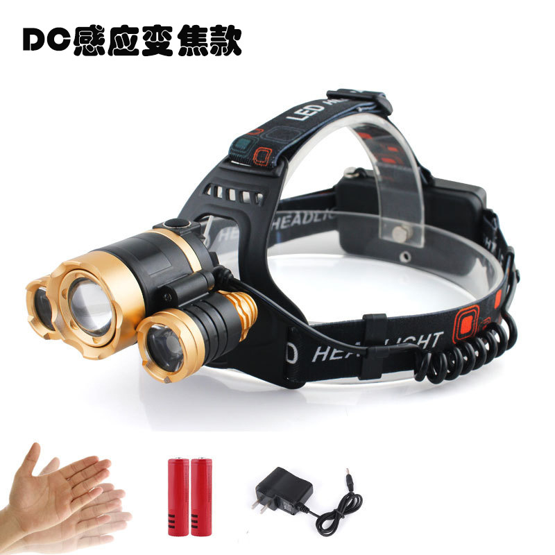 Transfronteriza de enfoque giratorio fuerte luz 3LED Faro de alta potencia de iluminación al aire libre lámpara de pesca nocturna carga T6 faro